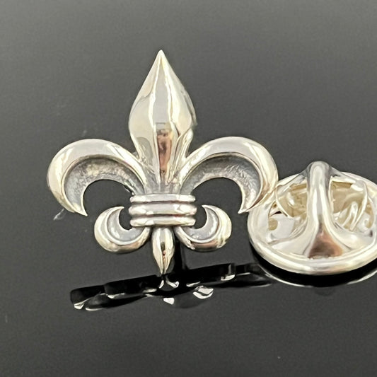 Pin de solapa Flor de lis de plata de ley: masónico, estilo medieval, accesorio de caballero