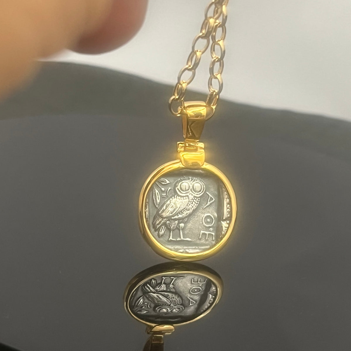 Collar Moneda Búho: Joyería Mitología Griega, Plata de Ley Atenea