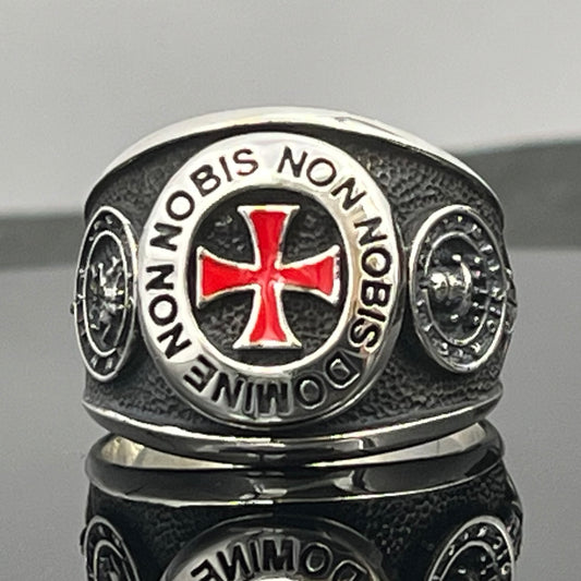 Anillo de los Caballeros Templarios: Plata de Ley - Diseño de Cruz Roja, Templo de Cristo