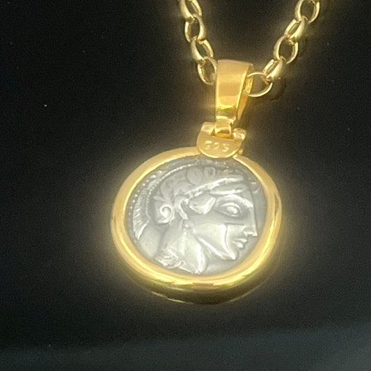 Collar Moneda Búho: Joyería Mitología Griega, Plata de Ley Atenea
