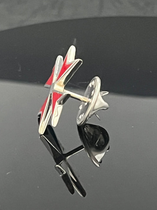 Broche de revers Croix des Templiers rouges en argent sterling : Rite écossais maçonnique