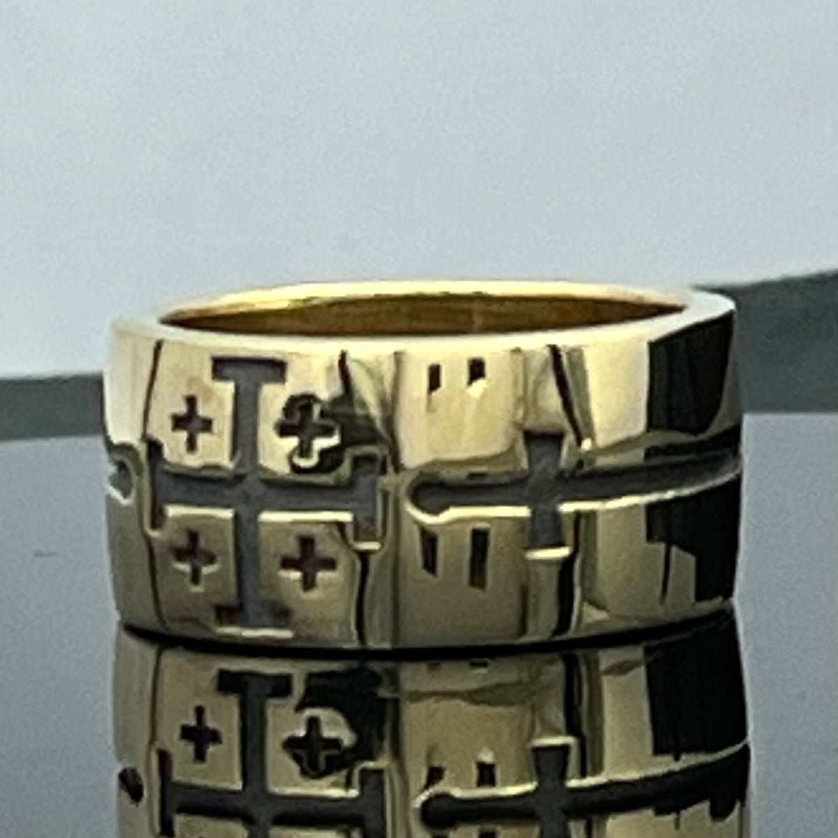 Jerusalem-Templer-Ring: Mittelalterlicher Kreuzritter-Schmuck, Sterlingsilber-Band