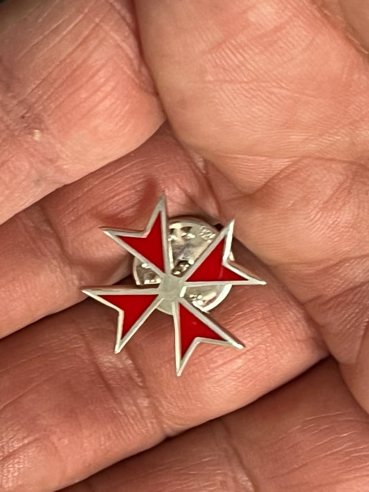 Broche de revers Croix des Templiers rouges en argent sterling : Rite écossais maçonnique