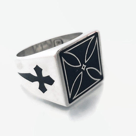 Sterling Silver Knights Templar Ring: Red Malta Cross, Medieval Sword — 5