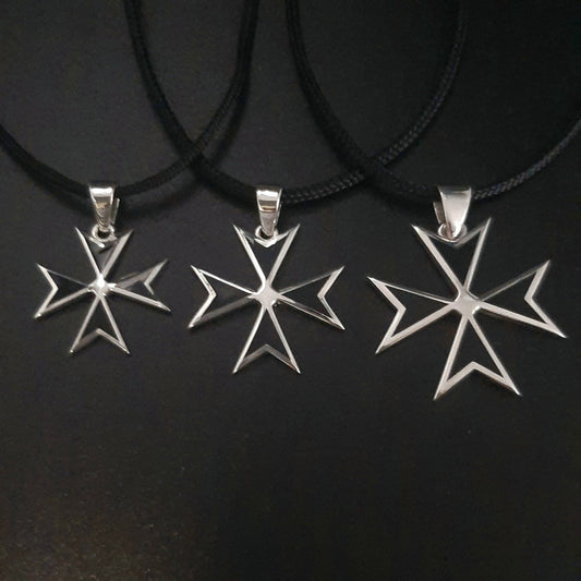 Templar Cross Pendant - Black Enamel on Sterling Silver — 3