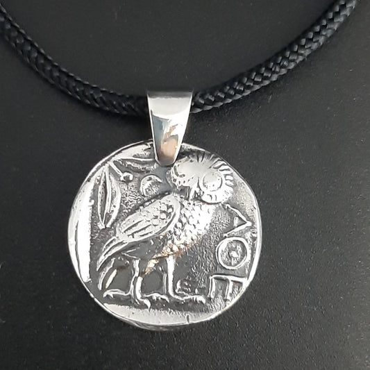 Athena and Owl Coin Necklace - Ancient Greek Tetradrachm Replica — 2