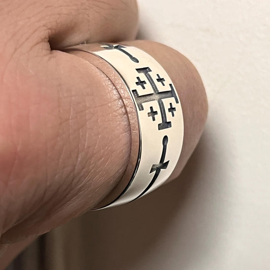 Jerusalem Templar Ring: Crusader's Medieval Knight Jewelry, Sterling Silver band. — 4
