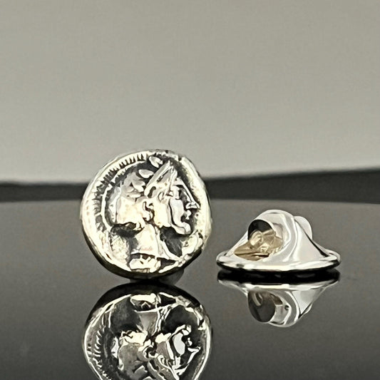 Sterling Silver Owl Lapel Pin: Ancient Greek Mythology Coin Design — 2