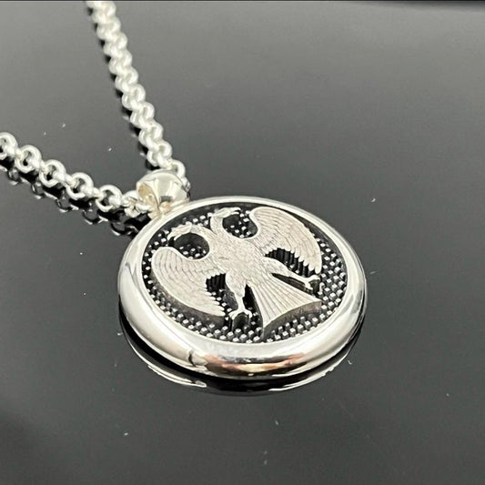 Double-Headed Eagle Pendant: Sterling Silver Byzantine Necklace