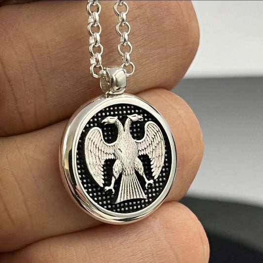 Double-Headed Eagle Pendant: Sterling Silver Byzantine Necklace — 4