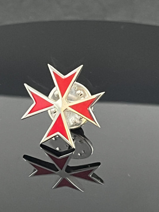 Red Templar Cross Sterling Silver Lapel Pin: Masonic Scottish Rite