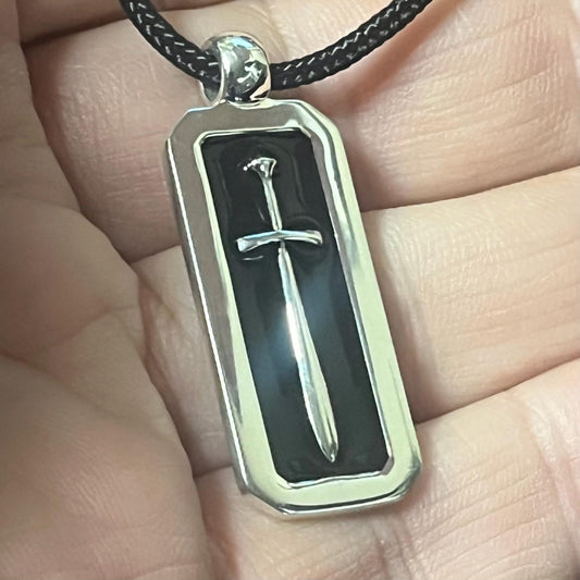 Spartan Sword Pendant: Sterling Silver with Black Enamel - Handmade Greek — 3