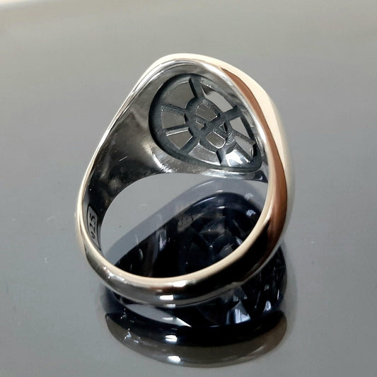 Templar Knight Ring: Red Enamel Cross - Sterling Silver Signet — 6