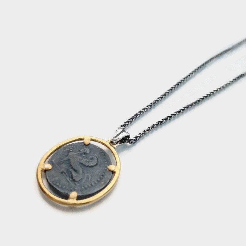 Sterling Silver Coin Necklace: Ancient Greek Chios Sphinx Pendant — 7