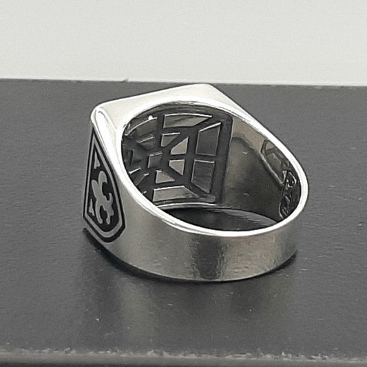 Sterling Silver Templar Ring: Masonic Knight Cross, Fleur de Lis — 5