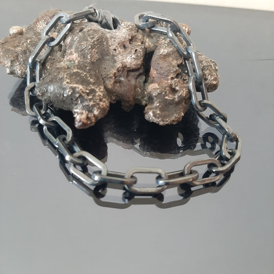 Blackened Sterling Silver Chain Bracelet - Stylish Men's Accessory