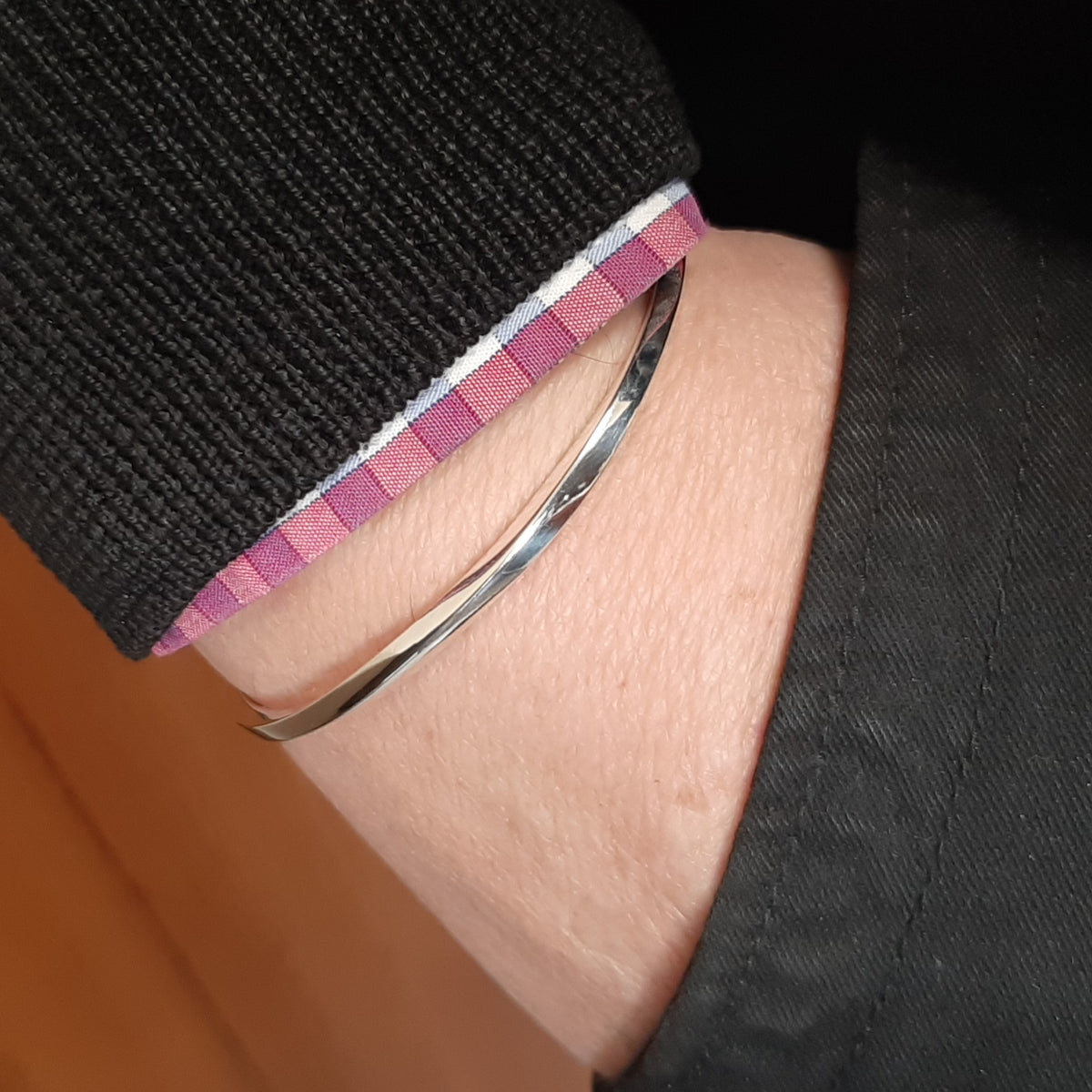 Bangle jonc torsadé en argent sterling : modèle solide ajustable, bracelet pour homme