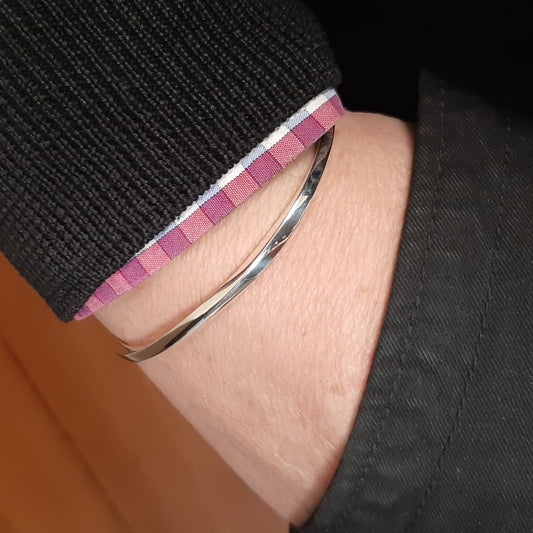 Bangle jonc torsadé en argent sterling : modèle solide ajustable, bracelet pour homme