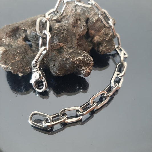 Blackened Sterling Silver Chain Bracelet - Stylish Men's Accessory