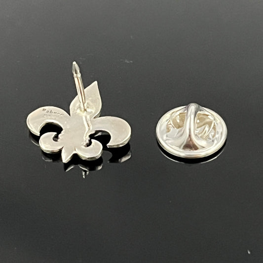 Pin de solapa Flor de lis de plata de ley: masónico, estilo medieval, accesorio de caballero