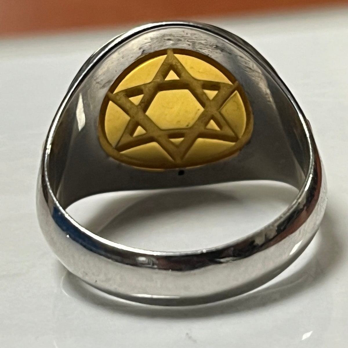 Sterling Silver David Star Ring: White Zirconia Accents - Handmade blackened