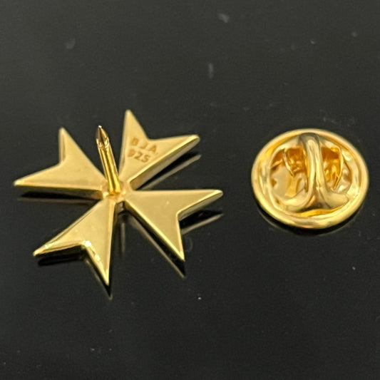 Pin de Solapa Cruz Templaria: Esmalte Rojo y Baño de Oro (Rito Escocés)
