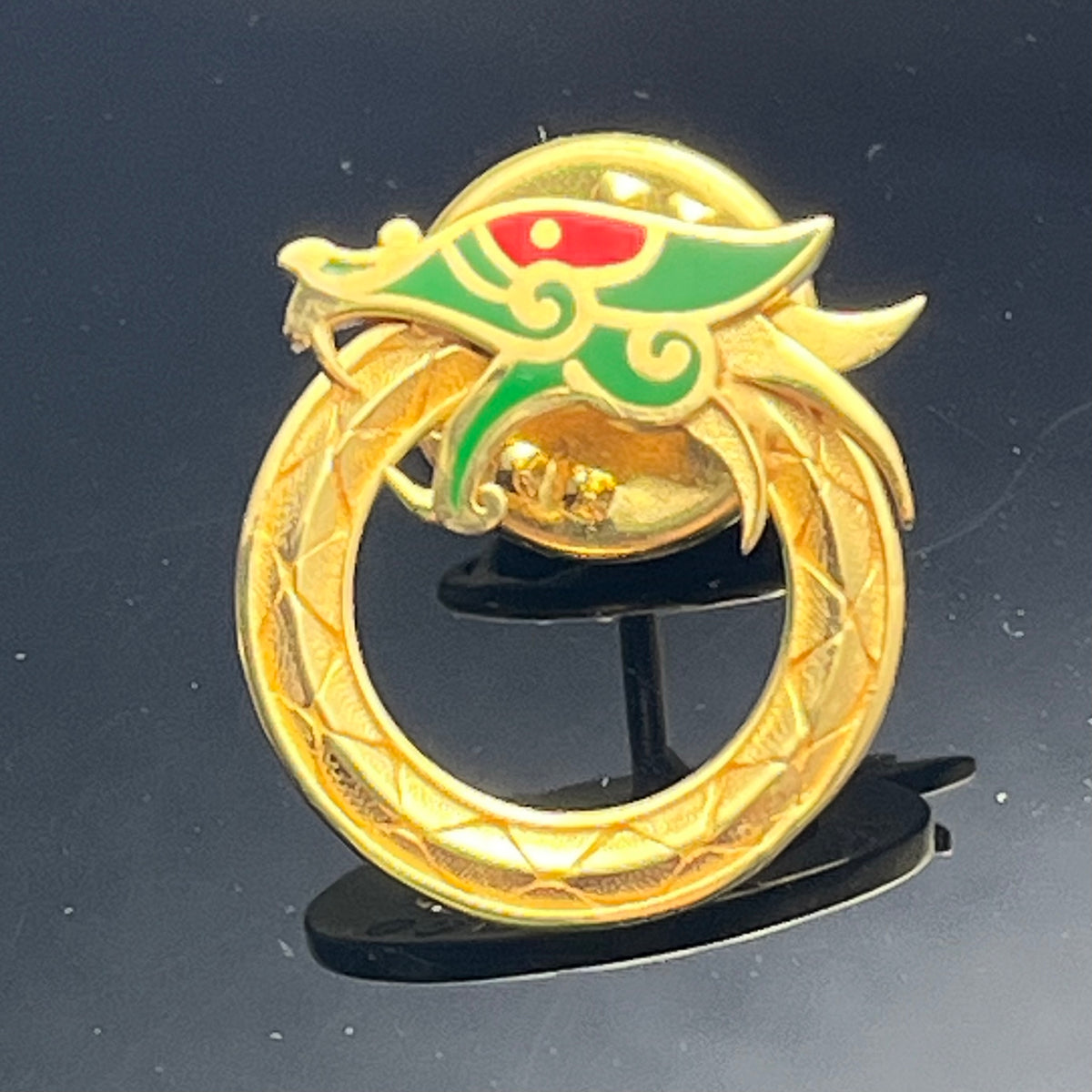 Broche de revers Dragon Ouroboros - Argent sterling avec émail coloré