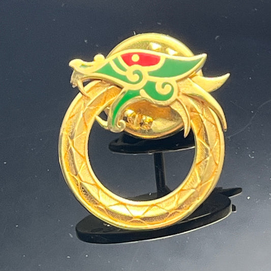 Broche de revers Dragon Ouroboros - Argent sterling avec émail coloré