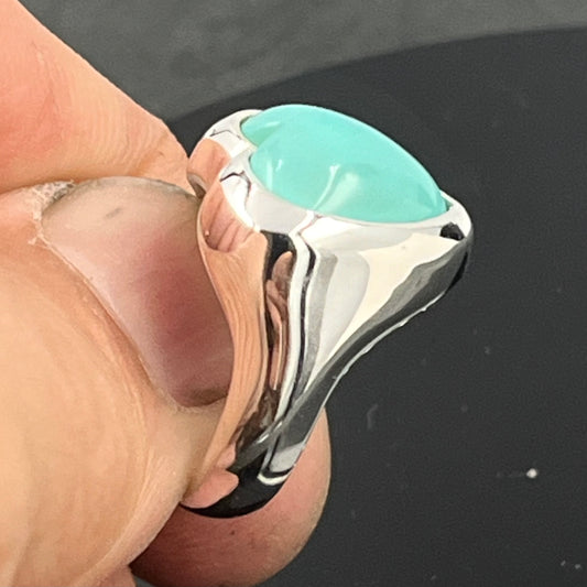 Heart Turquoise Sterling Silver Ring: Arizona Cabochon