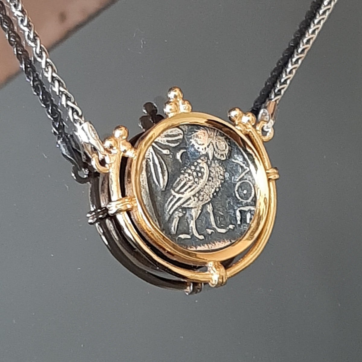 Owl Coin Pendant: Gold-Plated Sterling Silver - Ancient Greek Tetradrachm