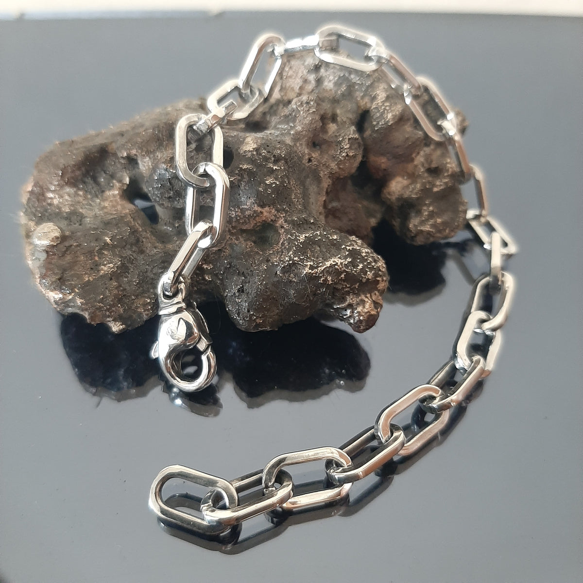 Blackened Sterling Silver Chain Bracelet - Stylish Men's Accessory