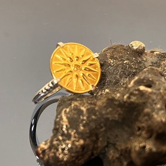 Sphinx Signet Ring: Greek Mythology Jewelry (Sterling Silver, Chios Coin).
