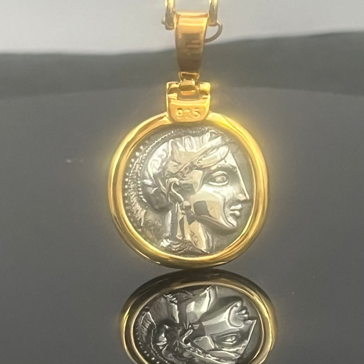 Eulen-Münz-Halskette: Griechischer Mythologie-Schmuck, Sterlingsilber, Athena