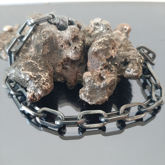Blackened Sterling Silver Chain Bracelet - Stylish Men's Accessory