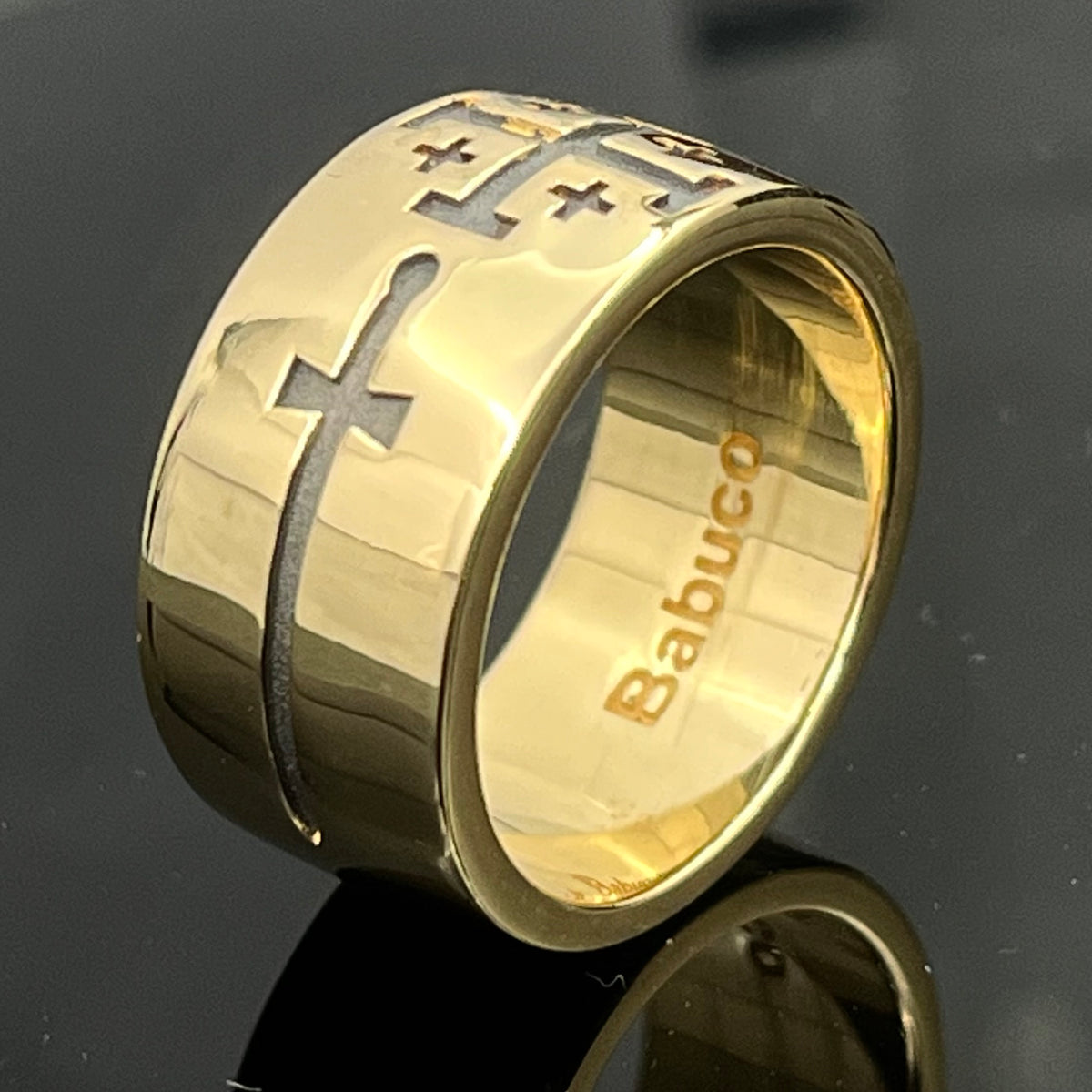 Jerusalem Templar Ring: Crusader's Medieval Knight Jewelry, Sterling Silver band.