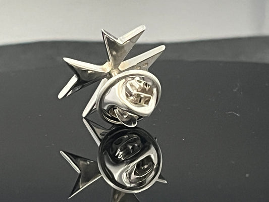Pin de solapa de plata de ley con cruz templaria roja: Rito escocés masónico