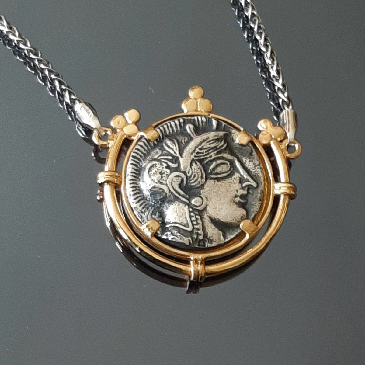 Owl Coin Pendant: Gold-Plated Sterling Silver - Ancient Greek Tetradrachm