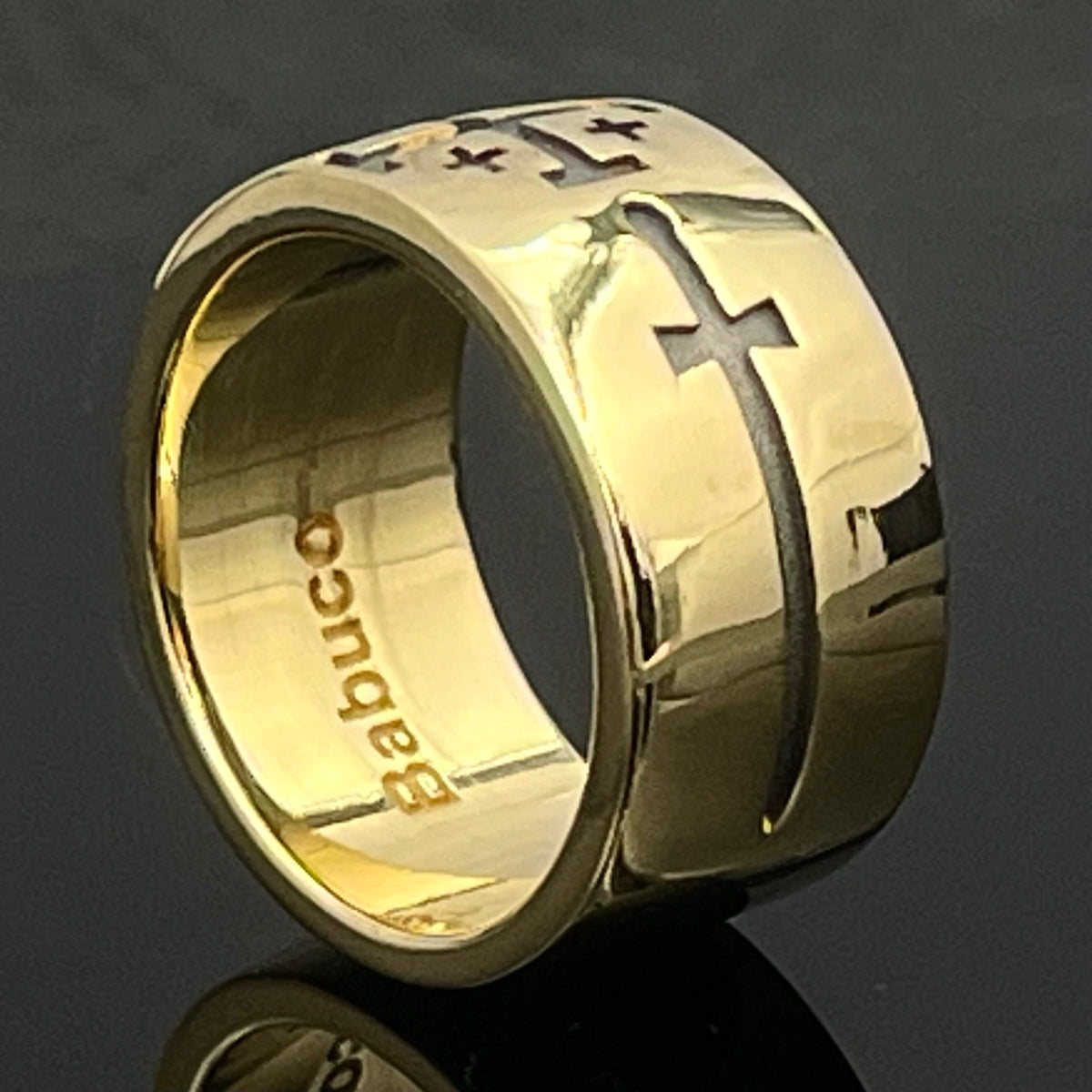 Jerusalem Templar Ring: Crusader's Medieval Knight Jewelry, Sterling Silver band.