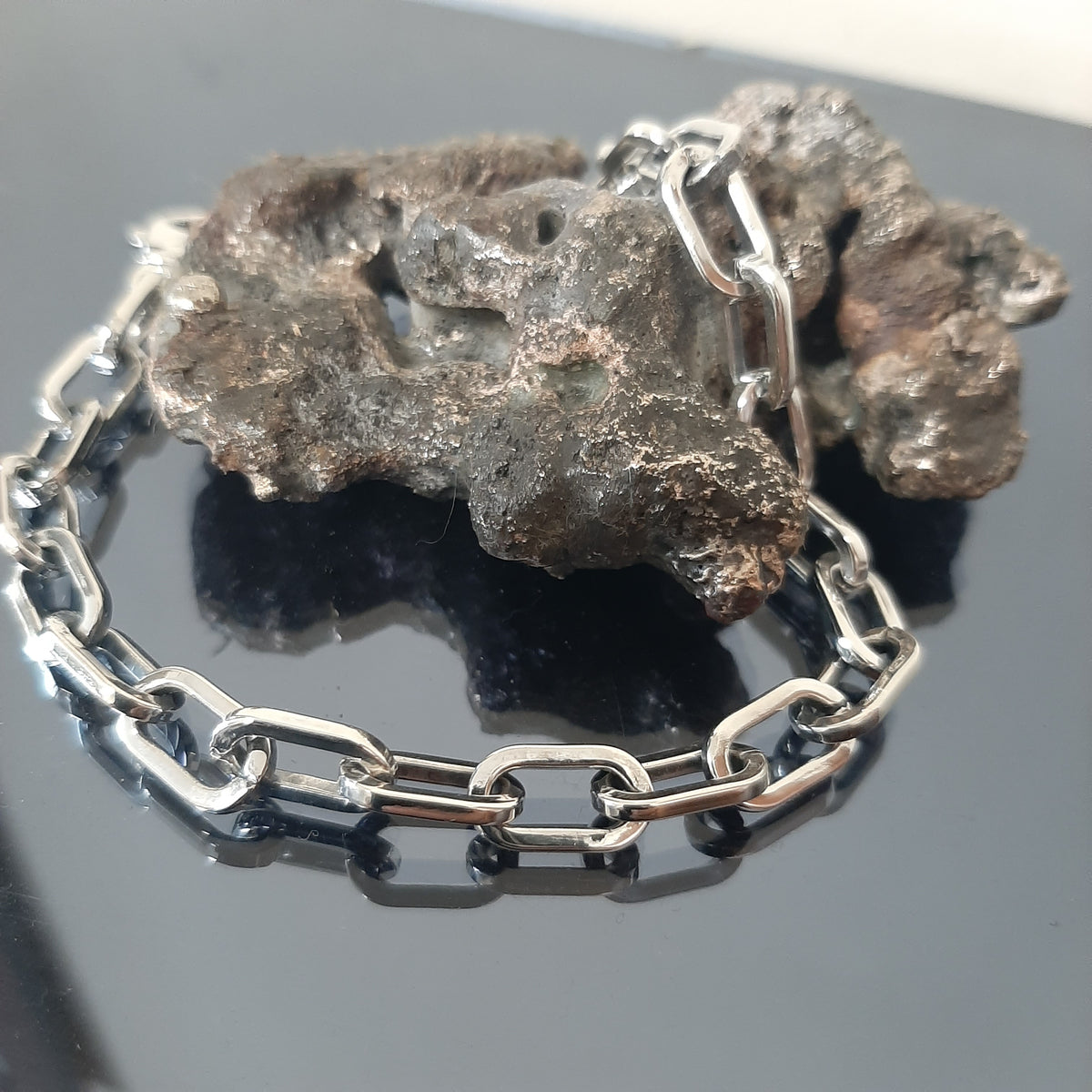 Blackened Sterling Silver Chain Bracelet - Stylish Men's Accessory