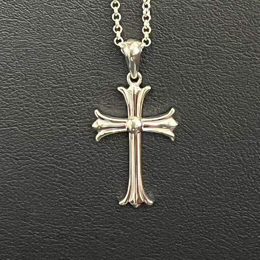 Cruz Templaria Flor de Lis: Accesorio de Caballeros Medievales, tamaño mediano, Plata maciza