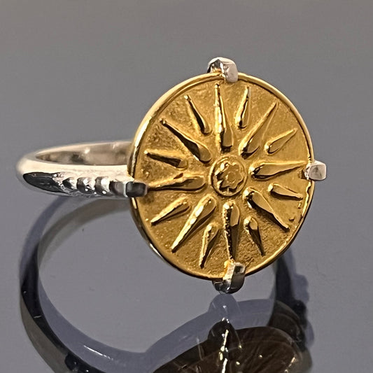 Sphinx Signet Ring: Greek Mythology Jewelry (Sterling Silver, Chios Coin).