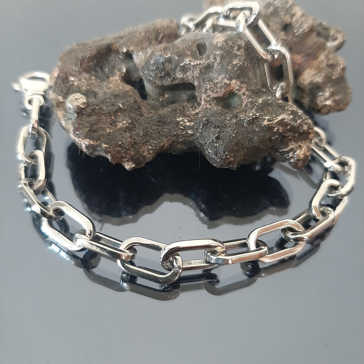 Blackened Sterling Silver Chain Bracelet - Stylish Men's Accessory