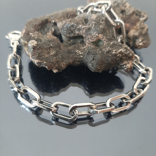 Blackened Sterling Silver Chain Bracelet - Stylish Men's Accessory