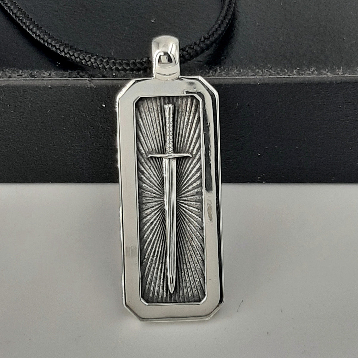 Handmade Sterling Silver Excalibur Sword Pendant: Medieval Men's Jewelry — 4