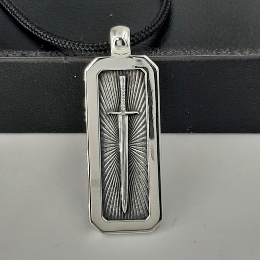 Handmade Sterling Silver Excalibur Sword Pendant: Medieval Men's Jewelry — 4