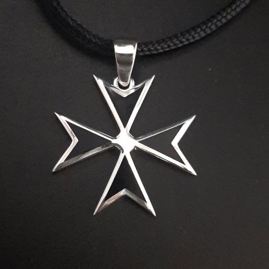 Templar Cross Pendant - Black Enamel on Sterling Silver — 2