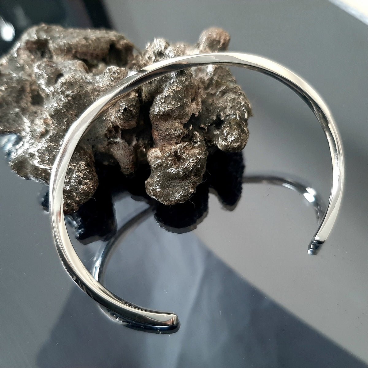 Twisted Sterling Silver Cuff Bangle: Adjustable Solid Design, men's racelet — 2