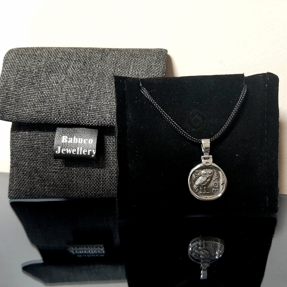 Athena Owl Coin Pendant: Greek Mythology Replica, Sterling Silver Boho Necklace