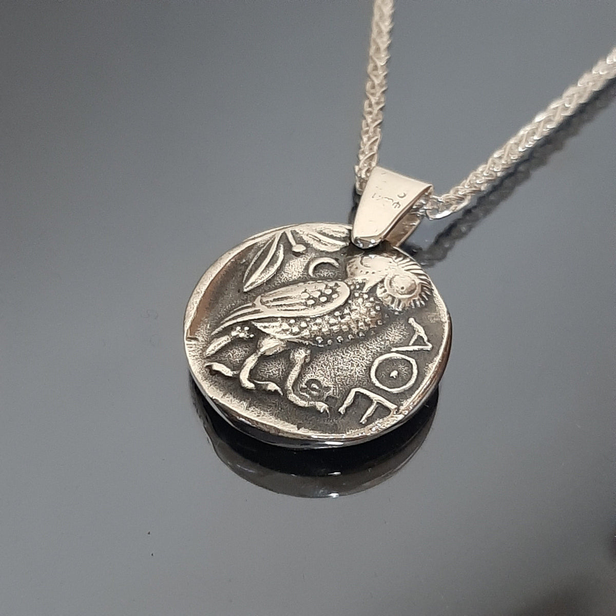 Athena and Owl Coin Necklace - Ancient Greek Tetradrachm Replica — 4