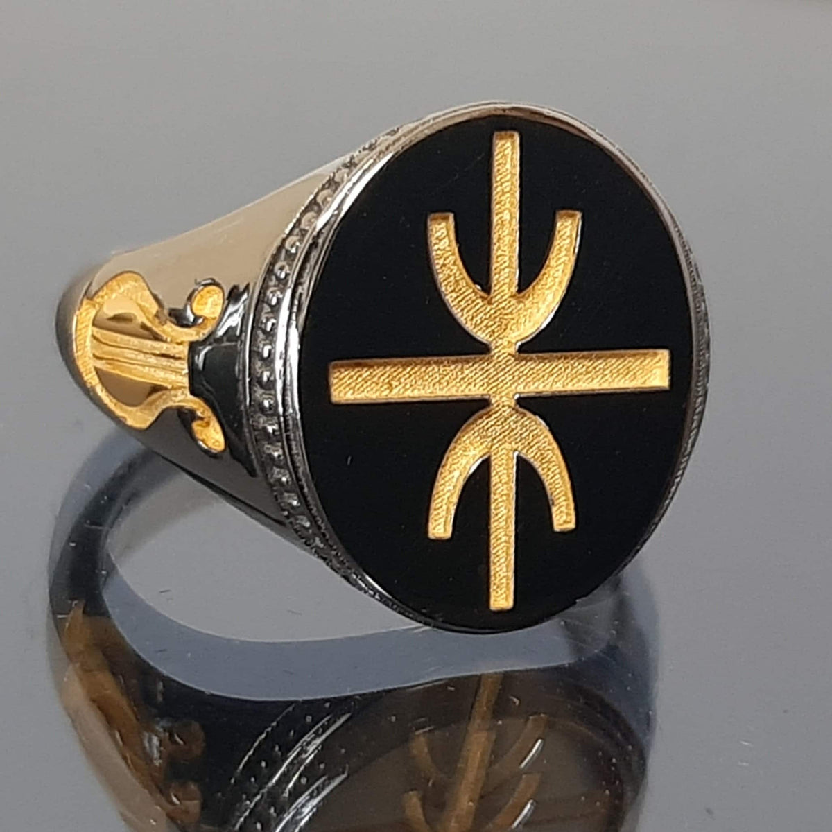 Delphic Epsilon Signet Ring: K18 Gold-Plated Sterling Silver
